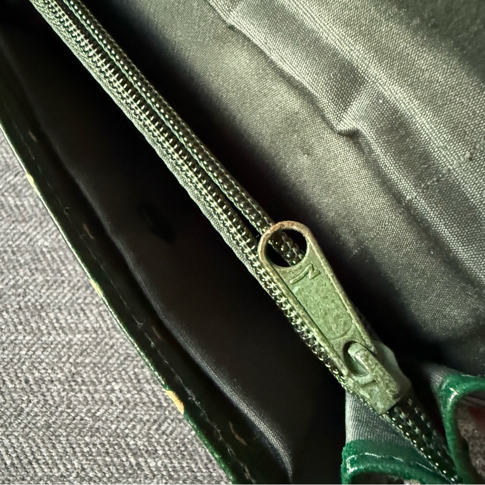 Vintage Handmade Green & Tan Polka Dot Leather Wallet. Pre-owned EUC - Picture 6 of 8